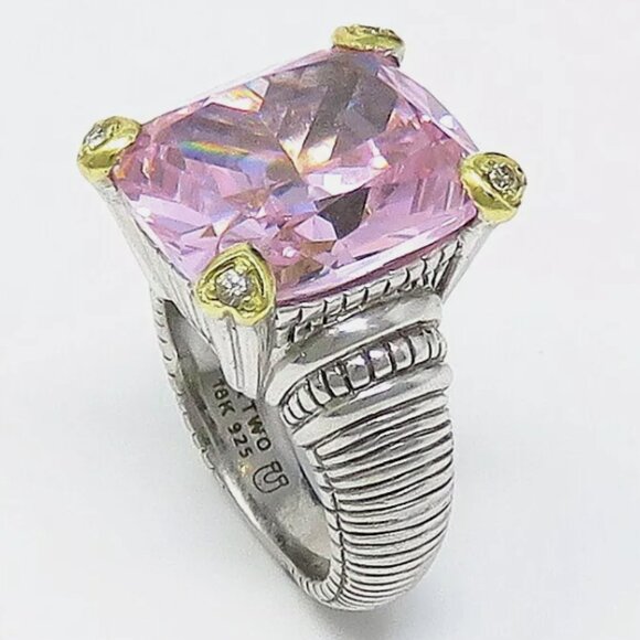 Judith Ripka Pink and Gold Heart Accent Ring - Picture 3 of 4